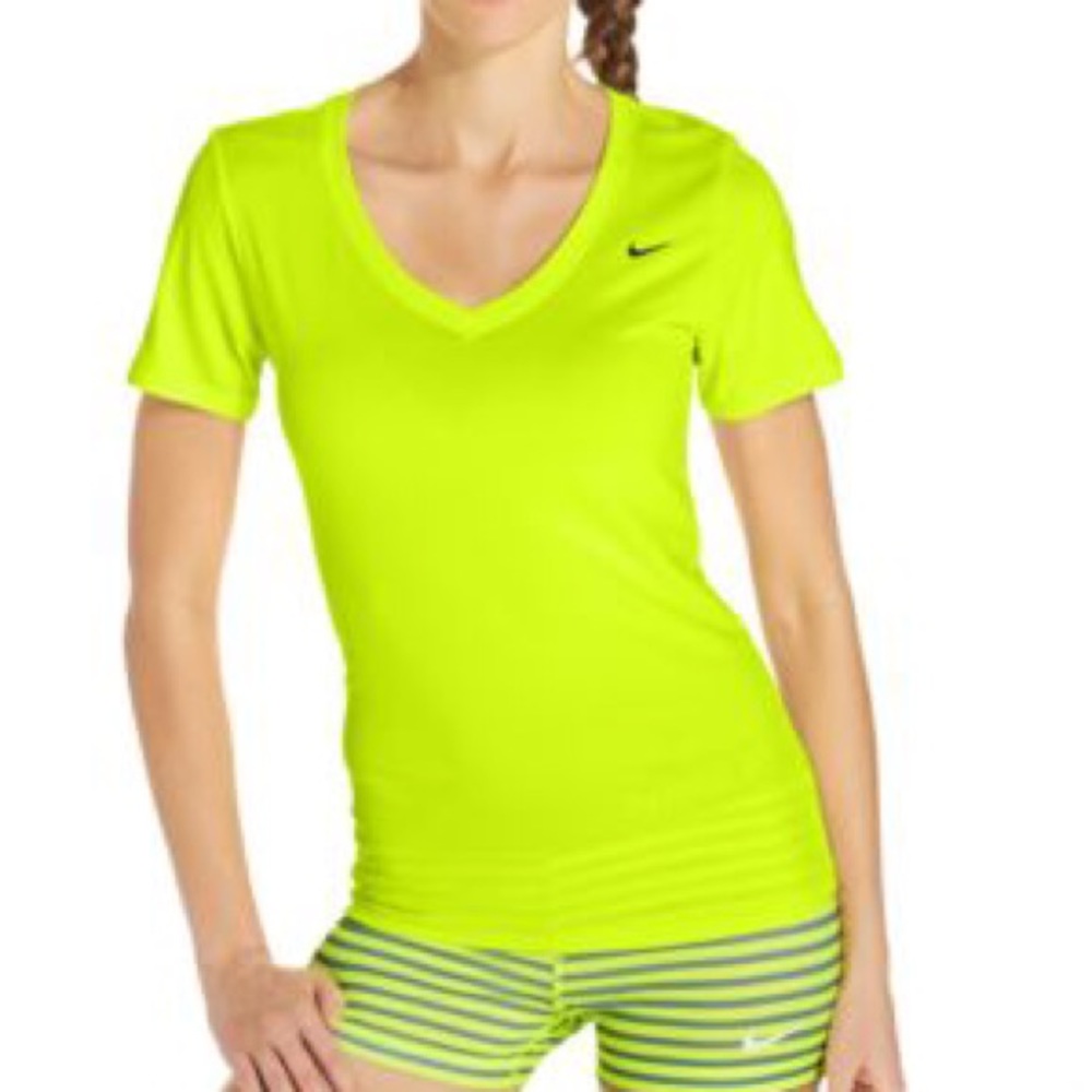 Nike pro dri fit fit workout shirt with v neck